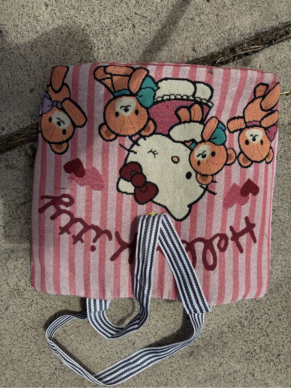 Hello Kitty Pink Striped Tote with Teddy Print